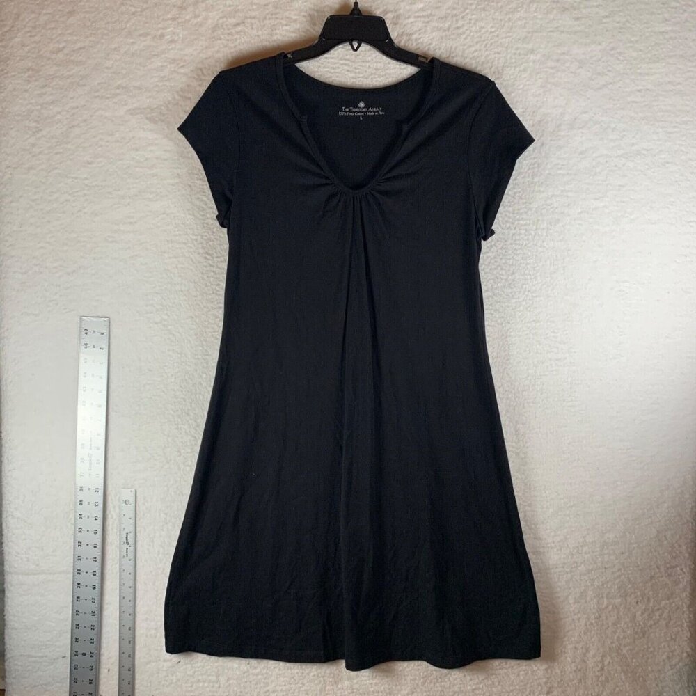 The Territory Ahead Women's Black V-neck Pima Cotton Shift‎ Dress Size L 9186